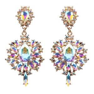 Boho Crystal Rhinestone Earrings Repro Vintage